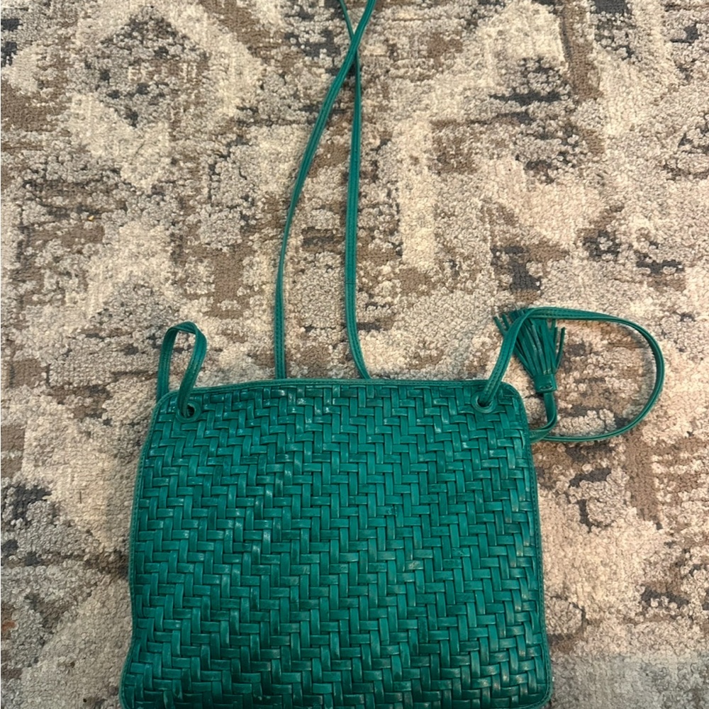 Elegant Teal Woven Crossbody Bag
